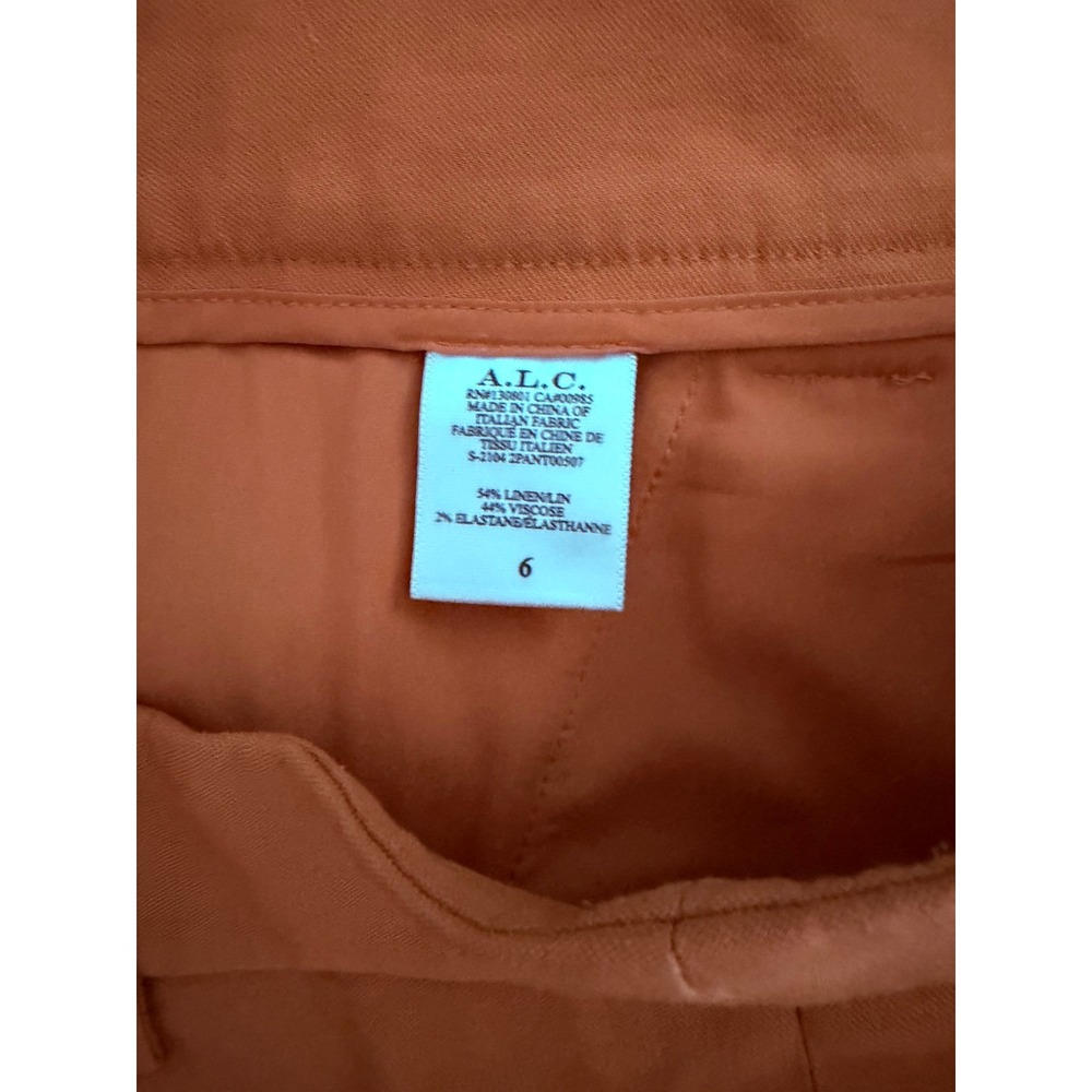 A.L.C. Charles Linen Blend Pleated High Rise Shorts Copper Size 6 - Picture 4 of 6